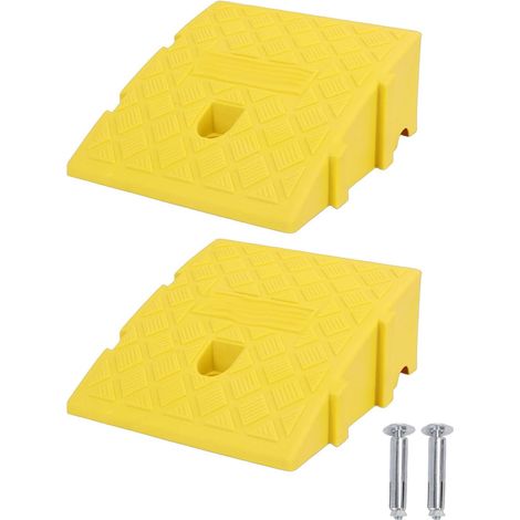 Lot de 2 Rampes de Bordure de 13 Cm de Hauteur, Forte capacité de Charge, Transitions Stables pour Châssis Bas, pour Motos, Rampe D'allée Portable, Convient pour Voitures, (Yellow) (1/5)