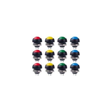12 interruptores de encendido/apagado, botón instantáneo impermeable de 12 mm (4 colores) - Crezuo