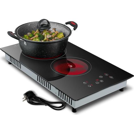 Plaque vitrocéramique 2 feux 30 cm – 3000 W – 9 niveaux de puissance – Minuterie 1 à 99 min – Compatible tous ustensiles