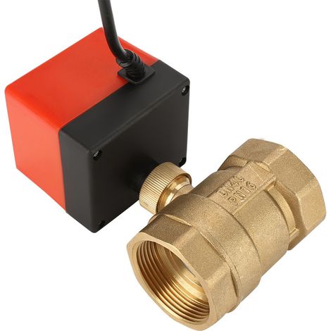 Vanne à bille motorisée en laiton DN40 G1-1/2", 2 voies 3 fils, 24V DC, pour système de plomberie automatique (1/5)
