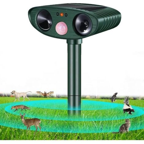Repulsif Chat Solaire,Répulsif Chat Ultrason Exterieur,Répulsif Ultrason Anti Rongeurs avec Détecteur de Mouvement, pour Anti Ratons (1/4)