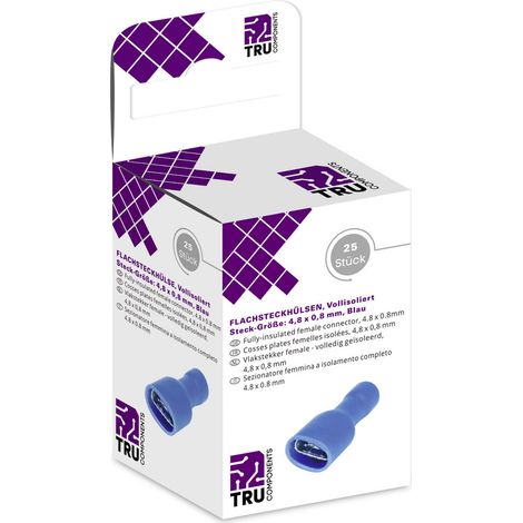 TRU COMPONENTS T1904C116 Flachsteckhülsen-Sortiment Steckbreite: 4.80 mm Steckdicke: 0.80 mm 180 ° (1/2)