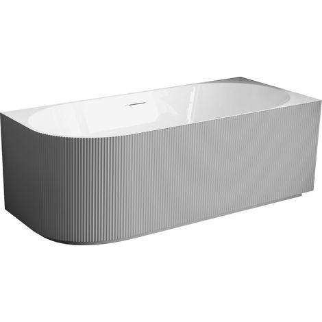 Balneo Baignoire d'angle AVOLA droite 150x75 cm - Acrylique blanc et gris - No Rim - extérieur rainuré (1/5)