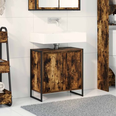 vidaXL Mobile da Bagno con porta Quercia Fumosa 60 x 30 x 60 cm