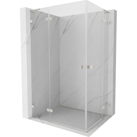 Mexen Lunar L Duo Duschkabine, 85 x 80 cm, transparent, gebürsteter Nickel - 834L-085L-080P-97-00