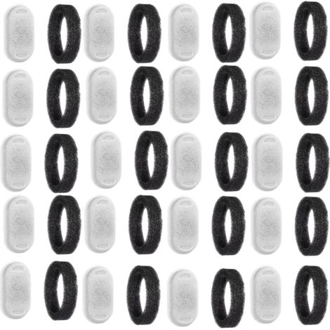 Filtros para bebederos de gatos, filtros de repuesto Eyehoce para bebederos de acero inoxidable de 3,2 L y 2 L, 20 filtros de carbón activado + 20 esponjas, filtro para bebedero de gatos
