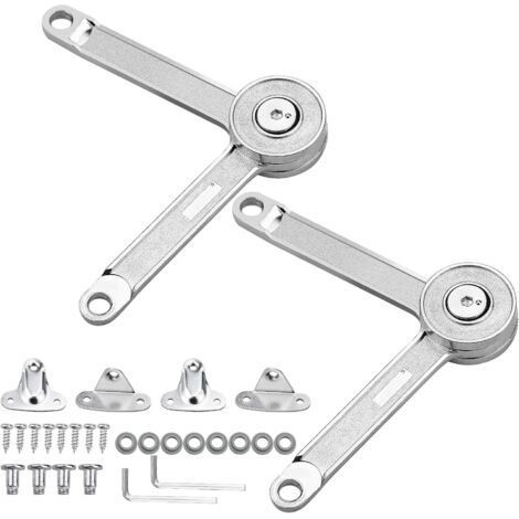 2PCS Furniture Cupboard Cabinet Door Lift Support Hinge Cupboard Door Furniture Cupboard Lid Flap Stay Buffer Adjustable Damper (1/4)
