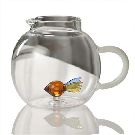 Niedlicher, bauchförmiger Wasserkocher mit Bauernhoftiermotiv, aus hochwertigem Borosilikatglas, 1600 ml (1/5)