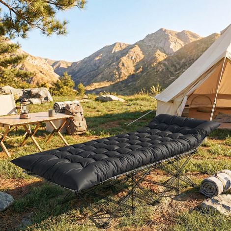 Noire - Tapis de camping pliant portable doté de sangles antidérapantes pour lit de camping Tente de voyage (1/4)