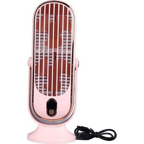 Ventilateur de bureau 1800 mAh USB, moteur sans balais, oscillant et silencieux, 5 vitesses, format tour, rose, idéal pour la maison, la voiture ou le bureau. (1/4)