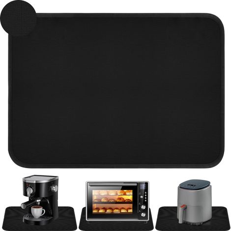 Tapis Résistant à la Chaleur pour Friteuse à Air, Tapis en Silicone Ignifuge pour Comptoir de Cuisine Résistant Friteuses pour Machine à Café, 40x60cm, Noir (1/5)