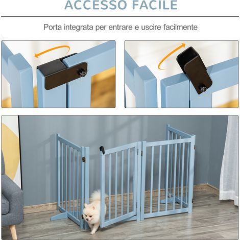 Parc pliant pour petits et moyens chiens, 4 panneaux en bois avec porte, gris, 237,5x36x80 cm (1/5)