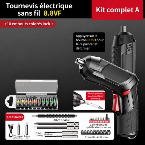 Visseuse électrique sans fil 8,8Vf triple aspiration magnétique avec kit complet et 10 embouts arc-en-ciel 8.8 10 pièces d4 20 × 20 × 20 cm 630 g – Livraison gratuite