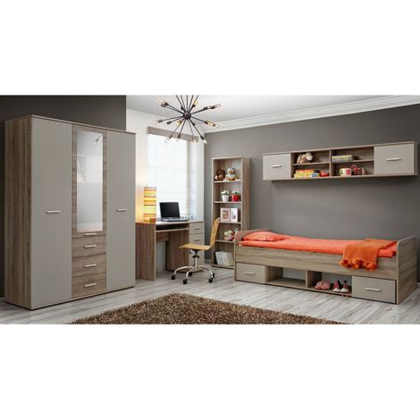 Chambre Complète Enfant 5P "Dino IV" Chêne & Blanc