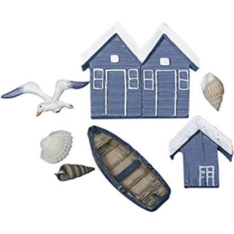 RAYHER - 4 PEZZI - MINIATURE IN POLIRESINA 4-6CM - RAPPRESENTAZIONE IDILLIO SPIAGGIA