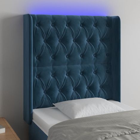vidaXL Testiera a LED Blu Scuro 83x16x118/128 cm in Velluto (1/5)