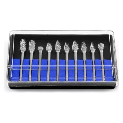 10 Pcs Fraises Rotatives à Double Coupe, Fraise Carbure 3mm Tige 6 mm Tête pour la Menuiserie et la Ferronnerie (1/5)
