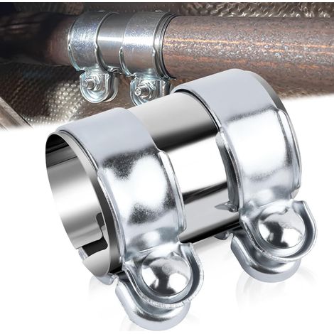 Manchon D'Échappement Raccord Tuyau Collier Echappement 60x95mm Collier de Serrage Reducteur Double pour Tuyau D'Échappement de Silencieux Acier Inoxydable pour Voiture Moto Camions (1/5)