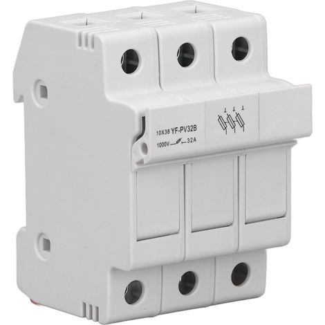 Porte-fusible tripolaire pour montage sur rail DIN, protecteur de fusible pour applications photovoltaïques, DC1000V 32A 6W (1/5)