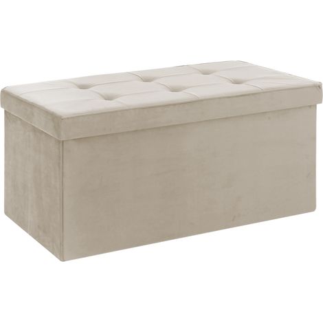 Pouf Contenitore In Velluto Rettangolare Moderno Panca Fondo Letto Cassapanca Soggiorno Panchina Per Ingresso Scarpiera Sgabello Panca Moderna Crema (1/5)