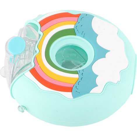 Donutbecher für Kinder, Sommer, Vorschule, Baby, Strohhalm, Schule, niedlich, Cartoon, tragbar, unzerbrechlich, blauer Regenbogen + Tragegurt, 380 ml (1/5)