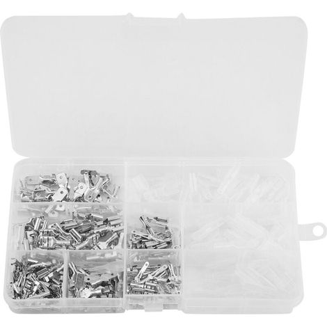 Kit di 270 connettori a crimpare per cavi con terminali a forcella maschio e femmina da 2,8 mm / 4,8 mm / 6,3 mm, (1/4)
