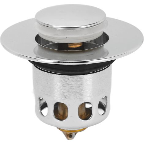 Bonde de lavabo avec récupérateur de cheveux, filtre vidage pop-up en acier inoxydable pour trou de drainage de 34 à 62 mm. (1/5)