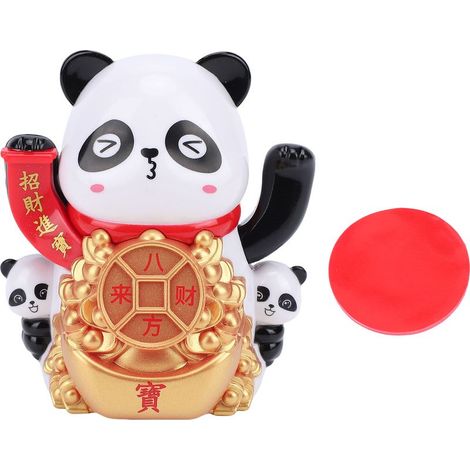 Figurine Panda Solaire Ornement Automatique Bras Agitant Statue pour Bureau Voiture B (1/5)