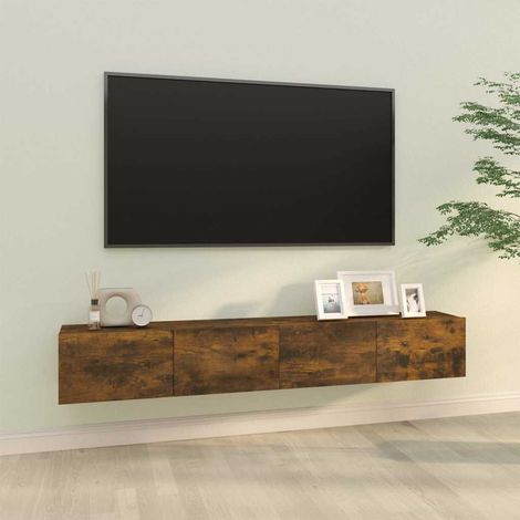vidaXL Meubles TV muraux 2pcs chêne fumé 100x30x30cm bois d'ingénierie (1/5)