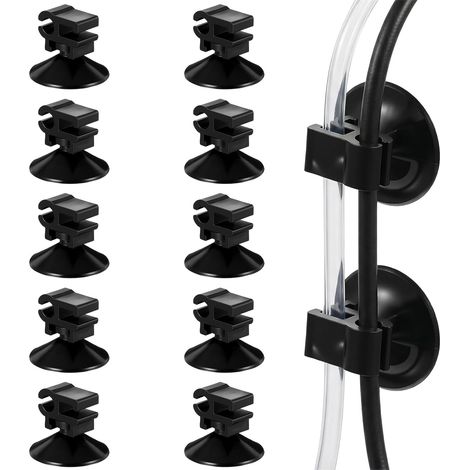 10 PCS Aquarium Heater Suction Cups Suckers, Fish Tank Suctions Cup Clips Black Standard Heating Rod Holders Clamps for Tubing, Heater Accessories, 27x23mm