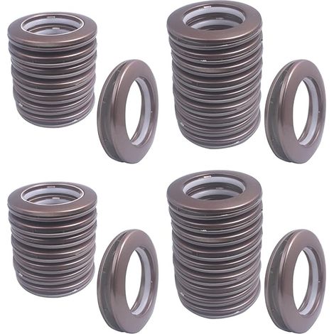 Paquet de 32 Oeillets Rideaux à Clipser, diamètre intérieur 1-9/16 "(40 mm) Anneaux Rideaux Douche Romain kit d’œillets pour Rideau Outil d’ œillet à battant Accessoire (Café)
