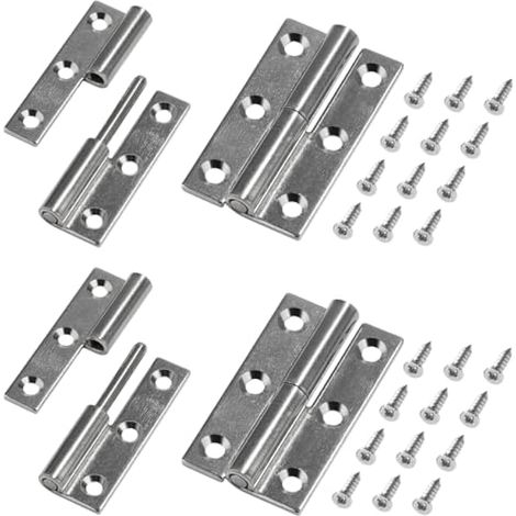 4 charnières de porte détachables, charnières drapeau en acier inoxydable 304 de 6,4 x 3,5 cm avec vis, charnière droite pour portes intérieures et extérieures (1/5)