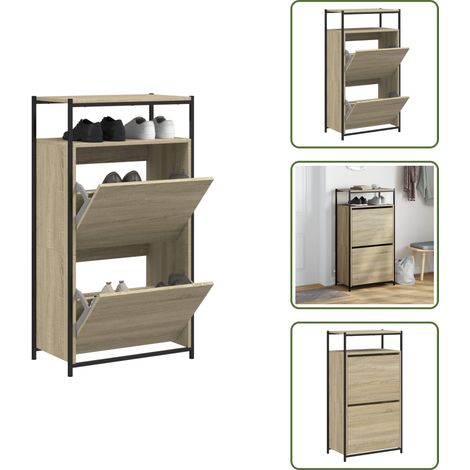 Schuhschrank Sonoma-Eiche 60x34x112 cm Holzwerkstoff - Schuhschrank - Schuhregal - Garderobe - Einbauschrank - Flurmöbel (1/5)