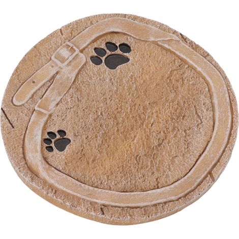Pierre tombale pour animaux de compagnie avec empreinte de patte et ceinture décoratives en résine, lettrage à faire soi-même, pour chiens et chats, couleur jaune sable (1/5)