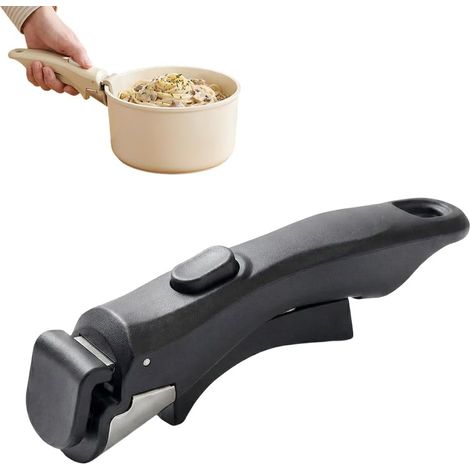 Universeller, abnehmbarer Griff für Töpfe und Pfannen, abnehmbarer Griff, abnehmbar für hitzebeständige Kochtöpfe (250 °C) (schwarz) (1/4)