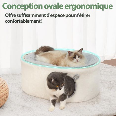 Lit de chat 2 niveaux avec grotte de couchage ovale confortable (1/5)