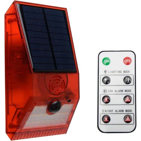 Lampe Solaire - Détecteur De Mouvement - Alarme Sonore 129 Db - Étanche Ip65 - 6 Modes D'éclairage - Pour Cour Ferme Villa Jardin - 1 Pièce (1/5)