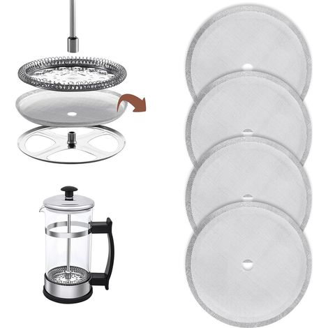 Filtre de Presse Française, Pièces Filtres à Tamis de Rechange pour Presse Française, Mailles Filtres de Rechange en Maille pour Cafetière, pour ml Café de Presse Française (1/5)