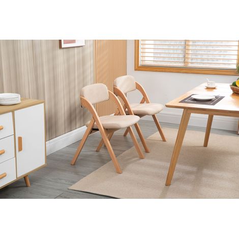 Chaise pliante HOMEFUN avec assise rembourrée, lot de 2 chaises en bois empilables, revêtement amovible, fauteuil d'appoint pour invités, cuisine, bureau, mariage, pique-nique, couleur kaki (1/4)