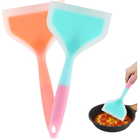Spatule à crêpes en silicone, large, antiadhésive, pour poisson frit, flexible, pour ustensiles de cuisine antiadhésifs, pour biscuits aux œufs