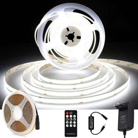 Ruban LED COB 5m, 4000K Bande LED Dimmable avec Telecommande et Alimentation, DC12V, Ruban LED Blanc Naturel pour Décoration de Chambre (1/4)