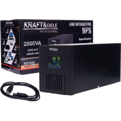 Fuente de alimentación de emergencia UPS Kraft&Dele KD1930 de 2000 VA y 1200 W para pantallas LCD. (1/5)
