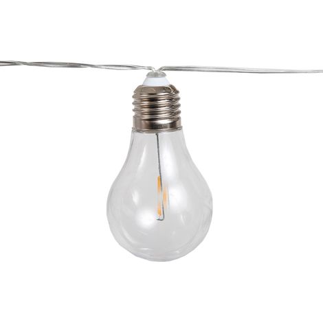 STELLA Lichterkette für den Innen- und Außenbereich. 10 warm leuchtende LED-Glühbirnen mit Solarladung und wiederaufladbarer Batterie. Hergestellt in Spanien