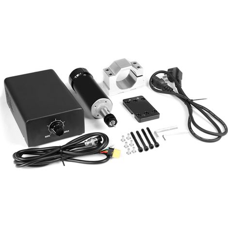 Irovami Moteur de broche à refroidissement par air 500 W ER11, variateur de vitesse 12 000 tr/min pour graveur à bois et fraiseuse CNC (1/5)