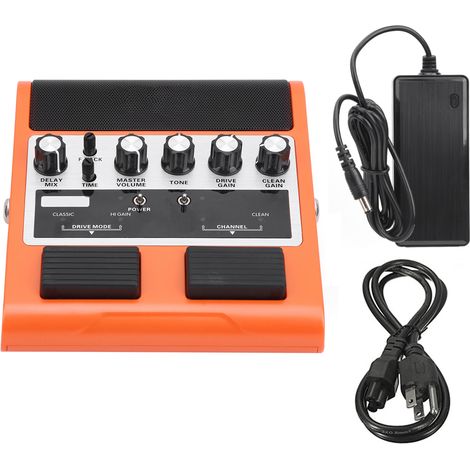 Amplificateur guitare électrique portable rechargeable 8W Bluetooth, pédale d'effet orange, accessoire instrument 100-240V prise US (1/5)