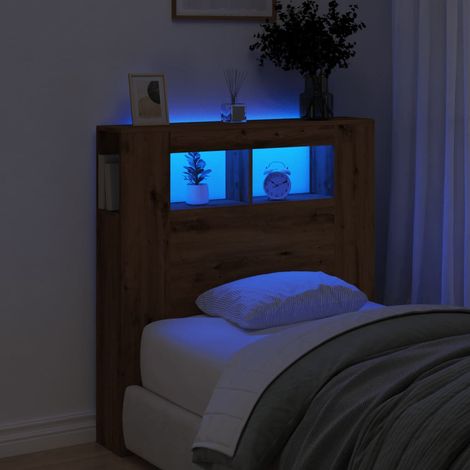 Cabecero LED madera ingeniería roble artisan 100x18,5x103,5 cm vidaXL