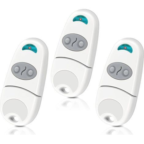 Fernbedienung für Garagentor und Einfahrtstor, 2 Kanäle, 433,92 MHz, kompatibel mit 433-MHz-Fernbedienungen (EV, NA, EE), 3er-Pack – Weiß (1/5)