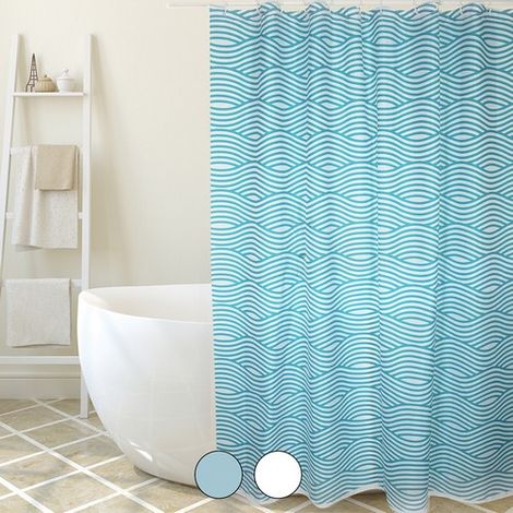 TENDA PER DOCCIA IN TESSUTO POLIESTERE WAVE cm 180x200 Turchese