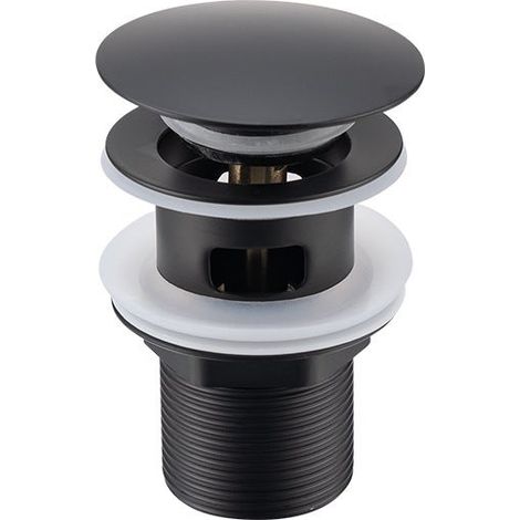 Bonde lavabo pop-up noire avec trop-plein automatique universel, facile à nettoyer pour vasque et baignoire (1/4)