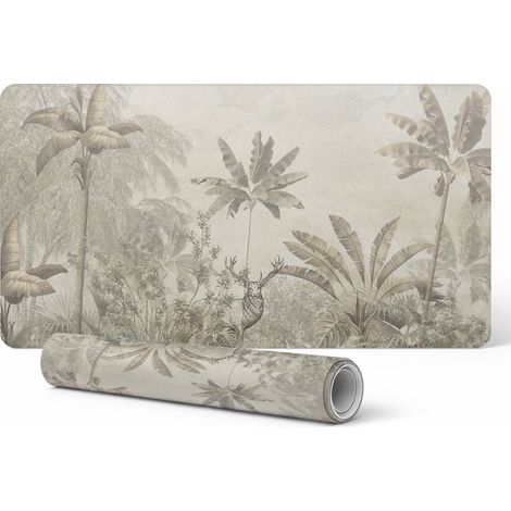 Alfombrilla de vinilo elegante para ordenador, dise帽o de bosque tropical con ciervos, 100x50 cm.